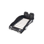 Twin Size Race Car-Shaped Platform Bed with Wheels, Black - imagine 2