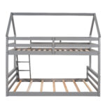 Twin over Full House Bunk Bed with Built-in Ladder Gray - imagine 8