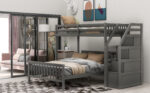 Twin over Full Loft Bed with Staircase Gray - imagine 8