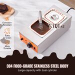 Chocolate Tempering Machine, 9 Lbs 2 Tanks Chocolate Melting Pot With TEMP Control 86~185F, 800W Stainless Steel Electric Commercial Food Warmer For Chocolate/Milk/Cream Melting And Heating - imagine 5