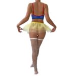 Hollow Mesh Stockings Butterfly Blue Color Block Netting Yellow Sheer Sexy Lingerie European and American Style Four-Piece Set for Women - imagine 5