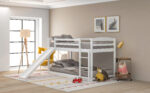 Twin over Twin Bunk Bed with Convertible Slide and Ladder White - imagine 17