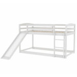Twin over Twin Bunk Bed with Convertible Slide and Ladder White - imagine 9