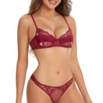 Bra Set with Anti-Nipple Design, Spliced Sheer Tempting Sexy Lingerie - imagine 7