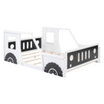 Full Size Classic Car-Shaped Platform Bed with Wheels White - imagine 6