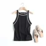 Women Sexy Contrast Sleeveless Backless Top Fashion Elegant Crossover V Neck Casual Vest Summer Female High Street Tops - imagine 9