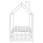 {Slats are not included}Twin Size Wood Bed House Bed Frame with Fence for KidsTeens Girls Boys {White} - imagine 5