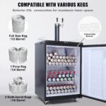 Beer Kegerator, Dual Tap Draft Beer Dispenser, Full Size Keg Refrigerator With Shelves, CO2 Cylinder, Drip Tray & Rail, 32°F- 75.2°F Temperature Control, Holds 1/6, 1/4, 1/2 Barrels, Black - imagine 4