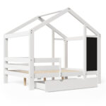 Full House Bed with Blackboard and Drawers Two assembly options White - imagine 2