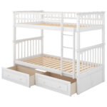 Twin over Twin Bunk Bed with Drawers  Convertible Beds  White - imagine 7