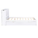Full Size Storage Platform Bed with Pull Out Shelves and Twin Size Trundle, White - imagine 2