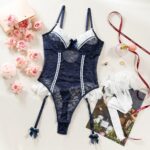 Pink Cute Lace Trim Elastic Fitted Jumpsuit  Women's Sexy Strap Inner Wear Tights - imagine 7