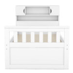 Twin Size Captain Platform Bed Frame with Storage Bookcases and Shelves,Four Drawers,White - imagine 9