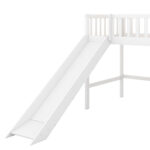Twin Size Low Loft Bed with Ladder and Slide White - imagine 13