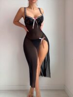 Sexy lace waist cinching body shaping steel ring gathering with hanging socks lingerie set