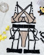Cross-Strap Neckline Underwear with Steel Ring Pure Desire Sexy Set for Women - imagine 6
