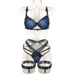 Sexy Underwear with Non-Transparent Single Wear Printed Complex Cross Straps and Leg Rings - imagine 6