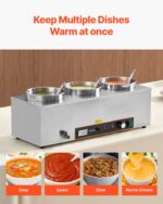 Commercial Soup Warmer Soup Station With 3*6.34Qt Pot Soup Kettle Warmer - imagine 2