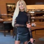 Round neck mesh see through slim fit sexy long sleeved trendy hot girl jumpsuit - imagine 2