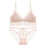 Sexy Lace Bra Set for Women French Style Thin Strap Backless Triangle Cup Wireless Bra Set - imagine 10