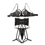 Perspective Pure Desire Hollow Flirting Temptation Sexy Underwear Three Piece Set