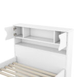 Twin Size Captain Platform Bed Frame with Storage Bookcases and Shelves,Four Drawers,White - imagine 20