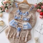 Dnika Embroidered Erotic Lingerie Complex Craft Transparent Bra Set Exotic - imagine 5