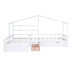 Twin Size House Platform Bed with Three Storage Drawers White - imagine 14