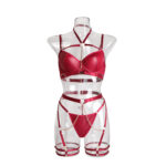 New splicing strap hollow out sexy lingerie set - imagine 5