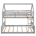 Twin over Full House Bunk Bed with Built-in Ladder Gray - imagine 6