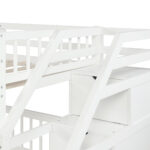 Twin over Full Loft Bed with Staircase,White - imagine 15