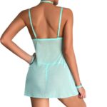 Sexy Lingerie Dress with Embroidery and Lace Splicing, Neck Strap and Hand Four-Piece Set - imagine 5