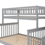 Twin over Full Bunk Bed with Trundle and Staircase Gray - imagine 9