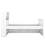 Twin Size Captain Platform Bed Frame with Storage Bookcases and Shelves,Four Drawers,White - imagine 17