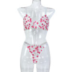 High-quality Cherry Embroidery 3D Jacquard Gathered Bra and Underwear Set for Women - imagine 6