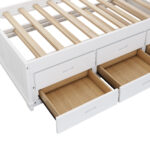Solid Pine Captain Bookcase Bed with Trundle Bed and 3 Spacious Under Bed Drawers in Casual,Twin, White+Walnut - imagine 3