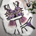 INS Funny Underwear Embroidery Flowers Gather Lovely Metal Chain Set - imagine 2