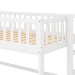 Twin Size Low Loft Bed with Ladder and Slide White - imagine 10