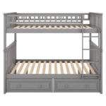 Full over Full Bunk Bed with Drawers, Convertible Beds  Gray - imagine 4