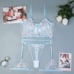 Sexy Lingerie Set with Embroidery - Three-Piece Suit for Women - imagine 6