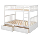 Full over Full Bunk Bed with Drawers Convertible Beds White - imagine 9