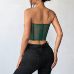 Sexy Women's Spring and Summer Pure Temptation Lace Boned Button Waist Shaping Wrap Chest Backless Top - imagine 4