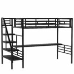 Metal Loft Bed Frame with Desk No Box Spring Needed Twin Black - imagine 10