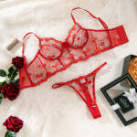 Sexy Embroidered See-Through Push-Up Comfortable Two-Piece Underwear Set - imagine 6