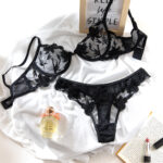 Sexy Pure Desire Women's Summer Bra Set with Mesh Flower Embroidery Craft - imagine 6