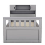 Twin Size Captain Platform Bed Frame with Storage Bookcases and Shelves,Four Drawers, Gray - imagine 14