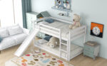 Twin over Twin Bunk Bed with Convertible Slide and Ladder White - imagine 11