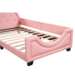 Twin Size Upholstered Daybed with Carton Ears Shaped Headboard  Pink - imagine 10