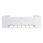 Twin Size Daybed with Storage Arms Trundle and Charging Station White - imagine 5