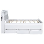 Full Size Platform Bed with Storage LED Headboard  Twin Size Trundle and 3 Drawers White - imagine 15